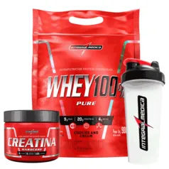 Pack Whey Cookies and Cream 900g + Creatina 300g + Coqueteleira Transparente