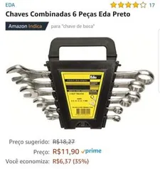 [Frete Prime] Chaves Combinadas 6 Peças Eda - R$12