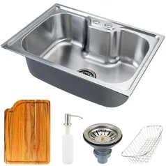 Cuba Para Cozinha Gourmet Pia Aço Inox Com Acessórios Tábua De Corte Nawa 50 cm Pingoo.casa