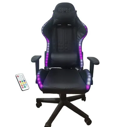 [Super Caçador Ame R$ 355,65] Cadeira Gamer Giratoria com Led Preta GT15 Max - DPX