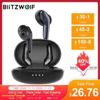 Fone de Ouvido Bluetooth Blitzwolf® BW-FYE5 TWS | R$152