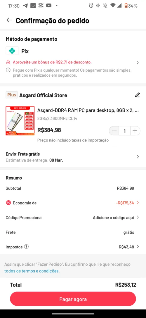 Imagem na descrição da promoção