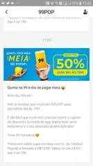 [FORTALEZA] 50% OFF em corridas no 99 Pop