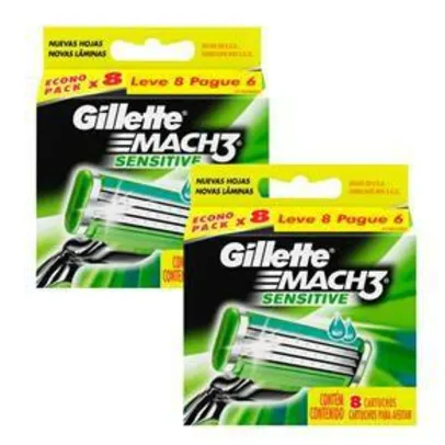 Carga Sensitive Gillette Mach3 L8P6 - 16 unidades - R$75