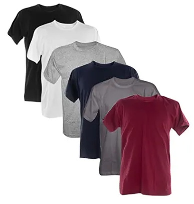 Kit 6 Camisetas Slim Fit Masculinas (G, Preto, Branco, Cinza Mescla, Azul Marinho, Cinza Grafite, Vi