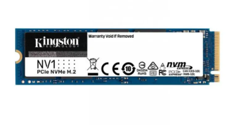 SSD Kingston NV1, 1TB, M.2 NVMe, 2280, Leitura 2100MBs e Gravação 1700MBs, SNVS/1000G - IMP