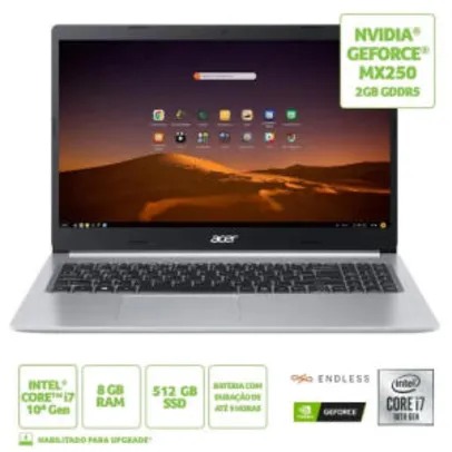 Notebook Acer Aspire 5 A515-54G-73Y1 Intel Core I7 8GB 512GB SSD MX250 | R$3959