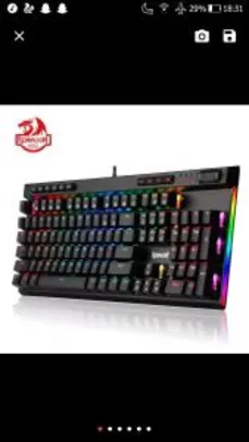 Redragon k580 vata teclado de jogo mecânico rgb led retroiluminado R$ 141