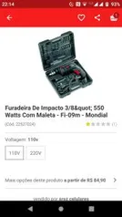 Furadeira De Impacto 3/8" 550 Watts Com Maleta - Fi-09m - Mondial - R$85