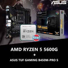 Kit Processador Ryzen 5 5600G + Placa Mãe B450M ASUS TUF PRO-S