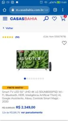 Smart TV LED 50" UHD 4K LG 50UN8000PSD | R$2.349