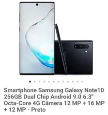 Samsung Galaxy Note 10 256gb preto ou prata: em 1x no cartão R$2.969