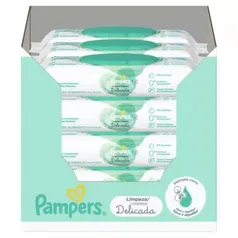 LENÇOS UMEDECIDOS PAMPERS LIMPEZA DELICADA - 12 PACOTES DE 48 UNIDADES CADA