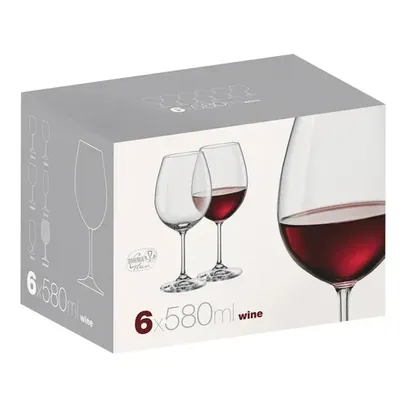 [Regional] Jogo de Taças para Vinho Cristal 580ml Cristal Bohemia 6 Peças