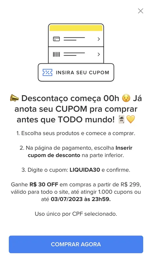 Imagem na descrição da promoção