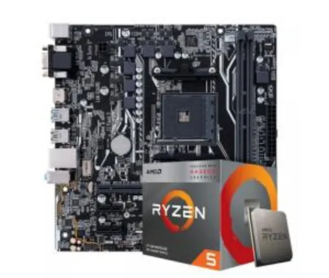 Kit Upgrade Placa Mãe Asus Prime A320M-K, AMD AM4 + Processador AMD Ryzen 5 3400G 3.7GHz | R$ 1.370