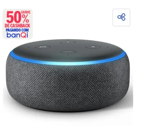 [Banqi R$ 178] Smart Speaker Amazon Echo Dot 3ª Geração com Alexa 