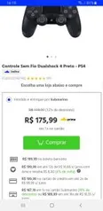 Controle Sem Fio Dualshock 4 Preto - PS4 | R$176