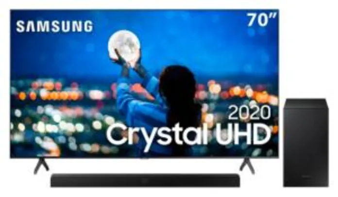 Smart TV LED 70" UHD 4K Samsung 70TU7000 + Soundbar Samsung HW-T555 | R$ 4.749