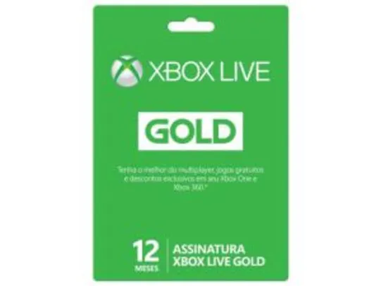 Cartão Microsoft Xbox Live Gold 12 meses - para Xbox One e Xbox 360