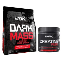 Hipercalórico Dark Mass 3kg (Cookies) + Creatina Fuse 300g Dark Lab | Waxy Maize | Whey Protein | Al