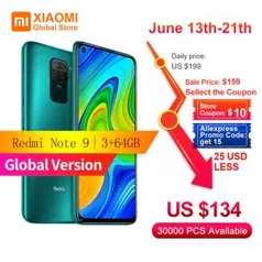 Xiaomi Redmi NOTE 9 3GB 64GB mtk helio g85 5020 mah 6.53 "