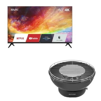 [AME: 1668] Combo Casa - Smart Tela DLED 50&apos;&apos; 4K e Churrasqueia Portátil a Carvão