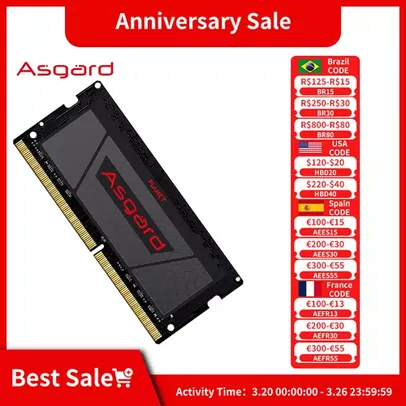 Memória RAM Asgard DDR4 RAM 2x8gb 3200mhz Notebook