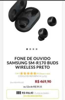 Fone de ouvido Samsung Galaxy Buds Preto | R$470