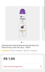 Desodorante Antitranspirante Aerosol Dove Fresh Amora e Flor de Lotus - 150ml 