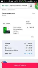 Smartphone Motorola Moto G6 Plus PAB10011BR 64GB Indigo Tela 5.9" Câmera 12MP Android 8.0 - R$1379