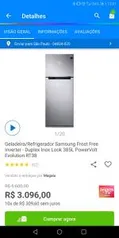 Geladeira/Refrigerador Samsung Frost Free Inverter - Duplex Inox Look 385L | R$2.946