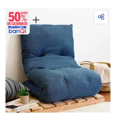 [Banqi R$ 38] Futon Dobrável de Espuma Solteiro Azul - Emcompre