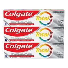 Creme Dental Colgate Total 12 Clean Mint 3 X 90g