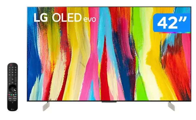 Smart TV 42” 4K OLED LG Evo 120Hz AI Processor Wi-Fi HDR Alexa Google Assistente - OLED42C2