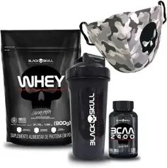 COMBO WHEY + BCAA + COQUETELEIRA + MÁSCARA (BAU E URB)