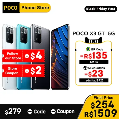 POCO X3 GT 5G 8GB 128GB/256GB NFC Versão Global 6.6'' 120Hz 5000mAh