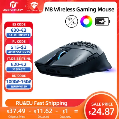 Mouse Gamer Machenike M8 sem fio recarregável 4.000DPI | R$167