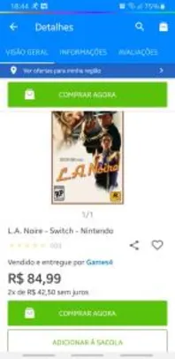 L.A. Noire - Switch - Nintendo - R$85