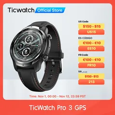 Smartwatch Ticwatch Pro 3 com sistema Wear OS