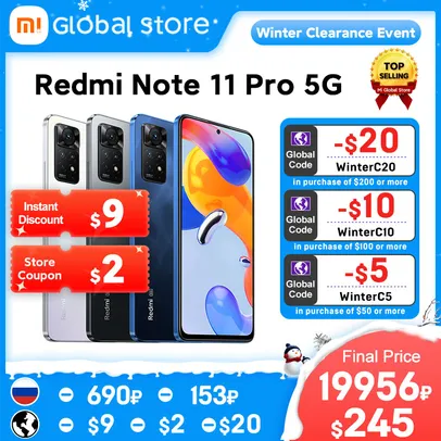 Smartphone Xiaomi Redmi Note 11 Pro 5G 128GB 6GB RAM Snapdragon 695 - Versão Global