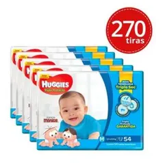 Kit 5 Fralda Huggies Turma Da Mônica Mega M - 270 unidades | R$179