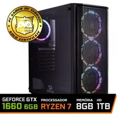 Pc Gamer: Ryzen 7 2700 + GTX 1660 6GB + B450+ 8GB DDR4 3000MHz + HD 1TB + PSU 500W