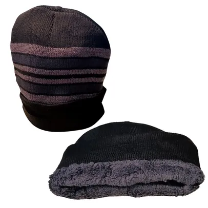 Touca Térmica Gorro de Inverno Listrado com Forro 