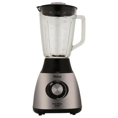 Liquidificador Philco Inox Glass Preto/Inox com Copo de Vidro 800W e 4 Velocidades em até 30x sem ju