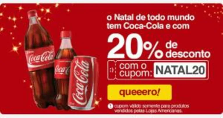 Desconto de 20% nós produtos Coca-Cola