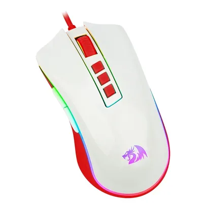 Mouse Gamer Redragon Cobra, RGB, 12400DPI, 8 Botões, Branco e Vermelho - M711C