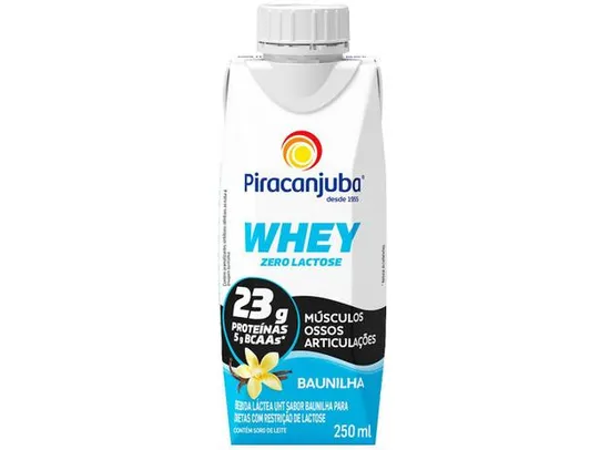 (APP + CLIENTE OURO) Whey Protein Piracanjuba Baunilha sem lactose | R$2,66