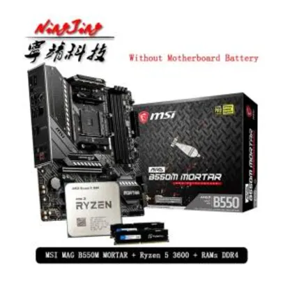 Processador AMD Ryzen 5 3600 + Placa mãe MSI Mag B550M Morteiro + DDR4 16 GB 2666Mhz R$2272