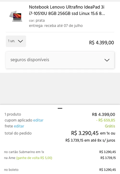 Imagem na descrição da promoção